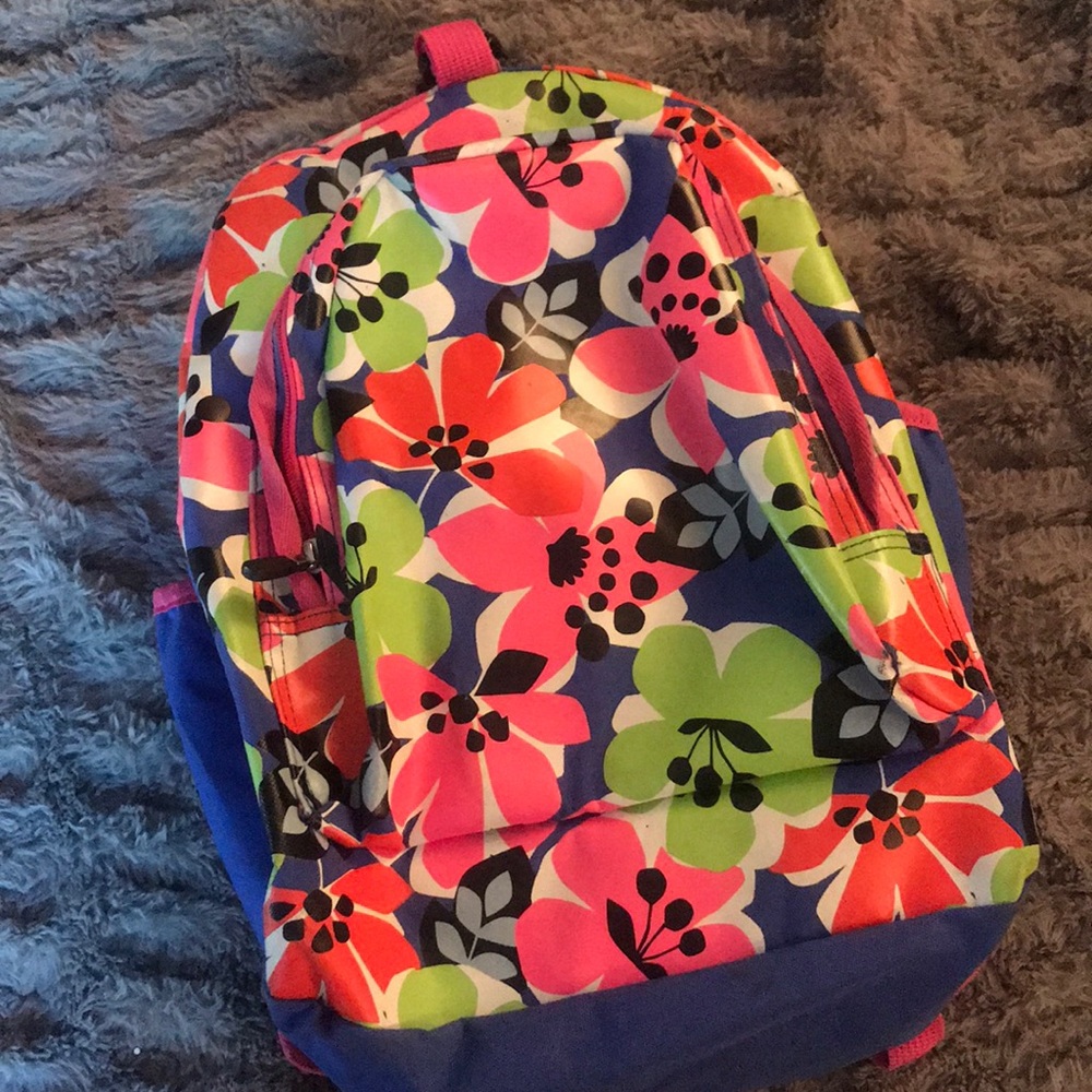 Hanna Anderson backpack floral pink neon full size